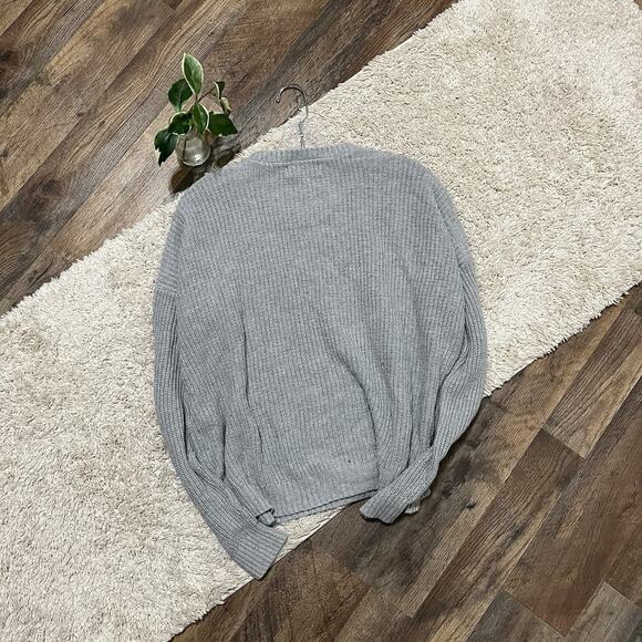 Hollister Oversized Versatile Gray Ribbed Knit Crewneck Pullover Casual Sweater - Picture 6 of 6